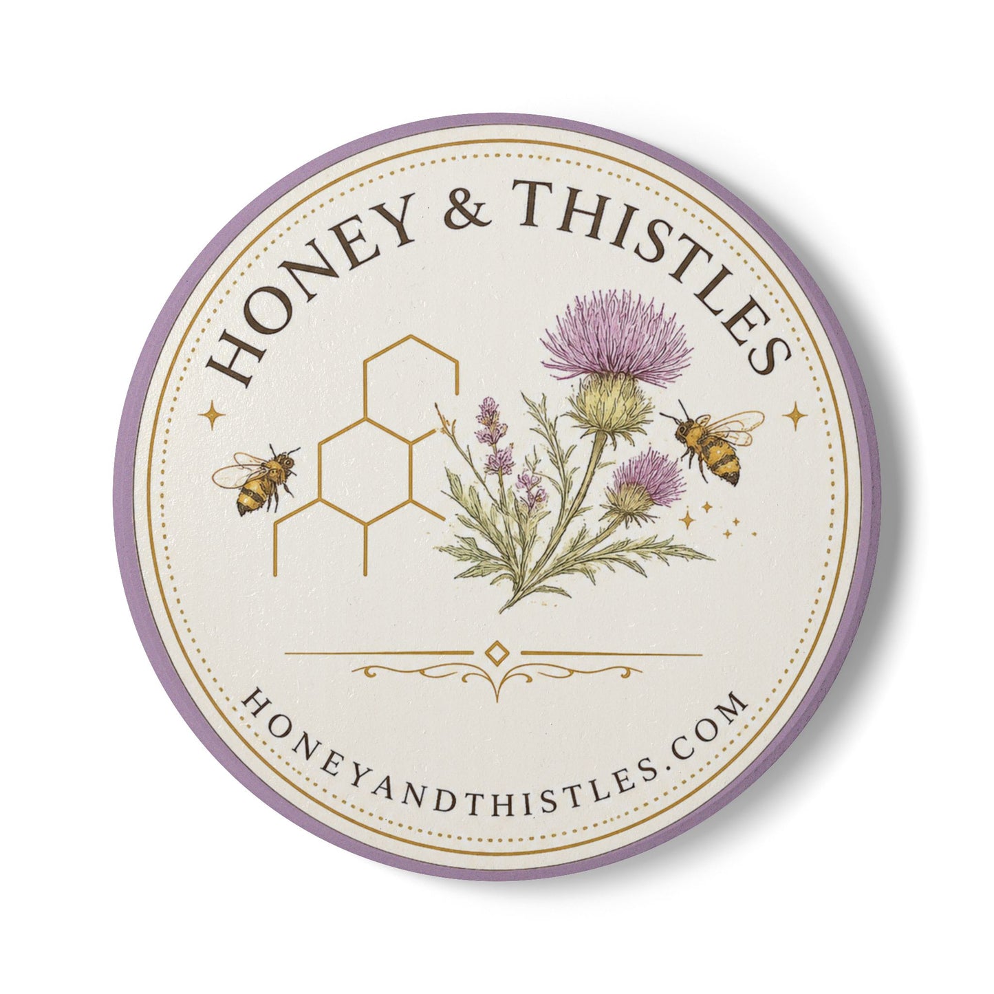 Honey & Thistles Logo Ceramic Coaster