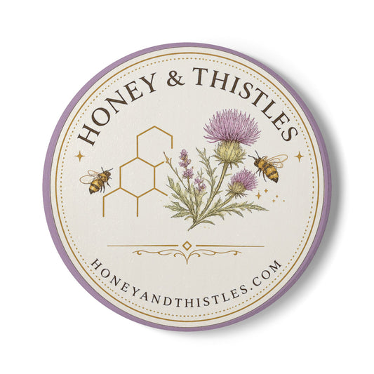 Honey & Thistles Logo Ceramic Coaster