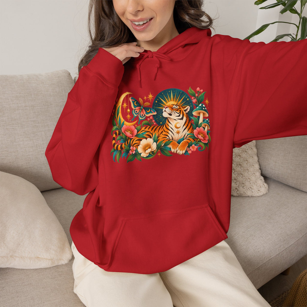 Hoodie - Tiger Moon Vintage Floral