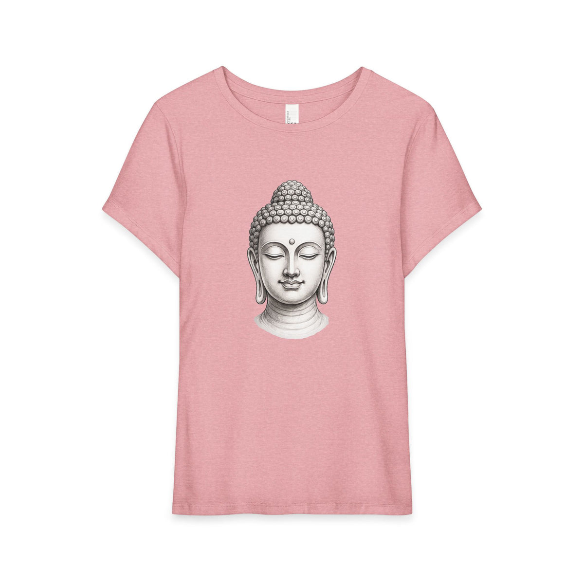 T-Shirt, Short Sleeve Wide Neck Relaxed Fit - Buddha Head