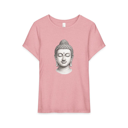 T-Shirt, Short Sleeve Wide Neck Relaxed Fit - Buddha Head