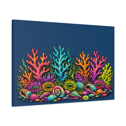 Canvass Art Print - Coral Reef (navy blue)