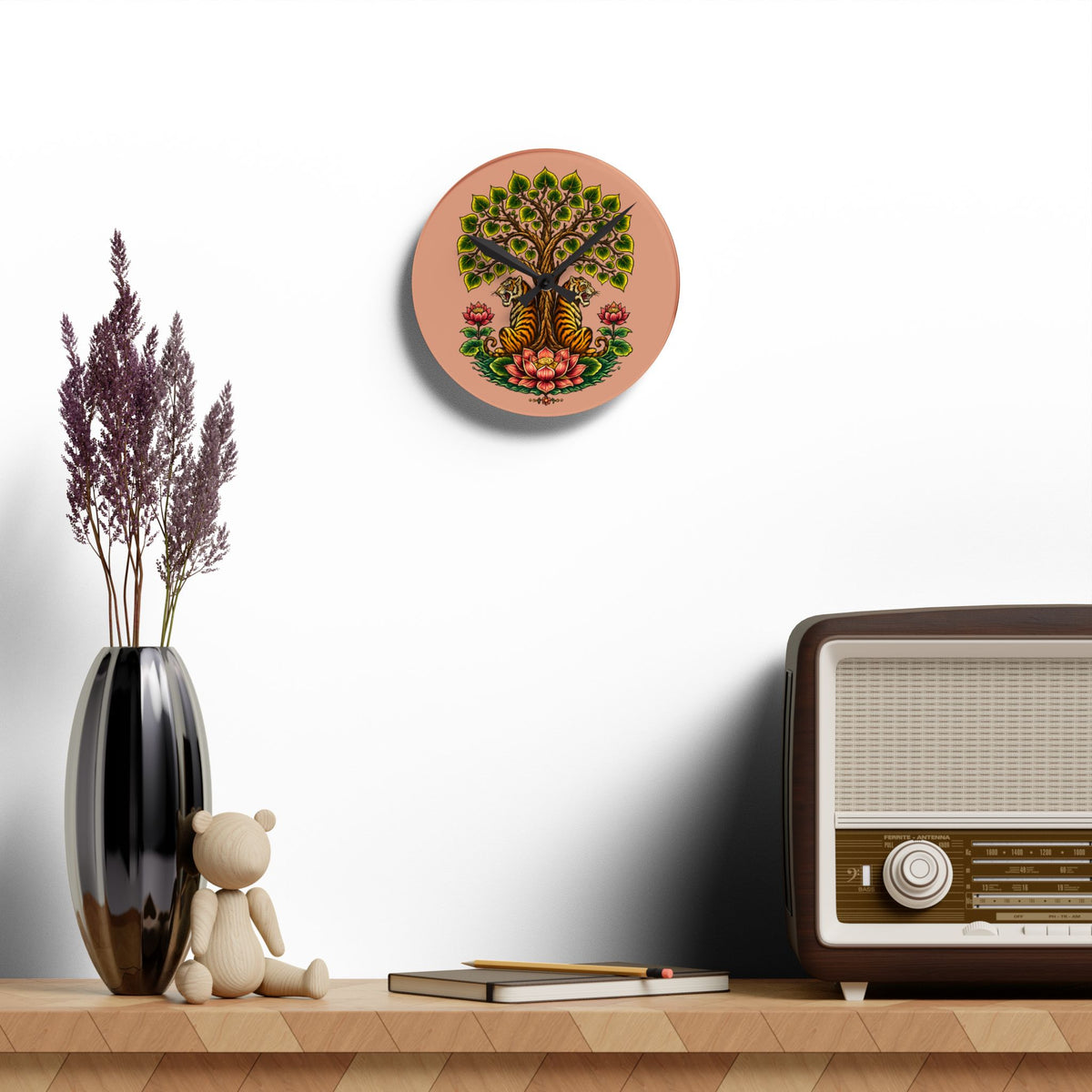 Clock, Wall Acrylic - Boho Tiger Tiger Bodhi Tree