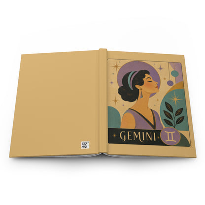 Journal Notebook, Hardcover Lined - Retro Gemini Zodiac