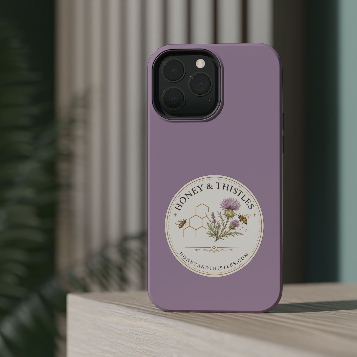 Floral Honey & Thistles Magnetic Phone Case — Impact-Resistant MagSafe-Compatible