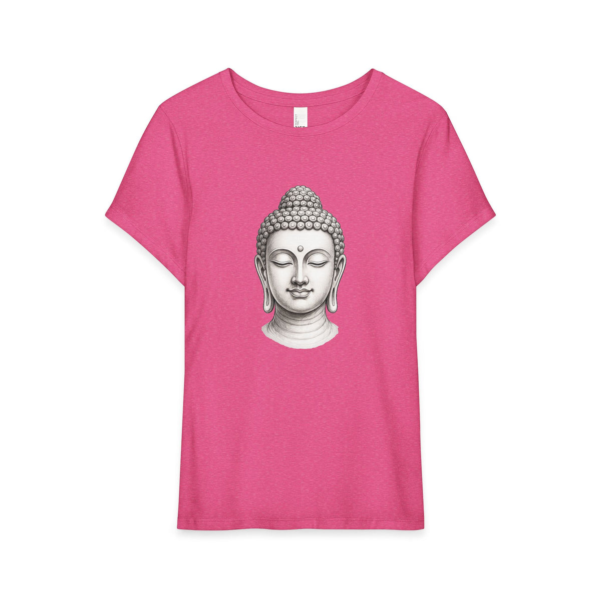 T-Shirt, Short Sleeve Wide Neck Relaxed Fit - Buddha Head