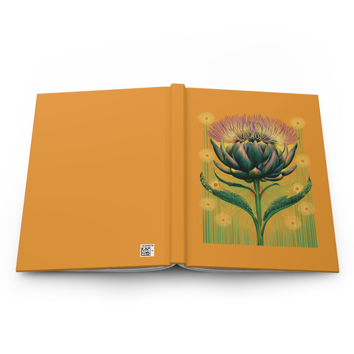 Journal Notebook, Hardcover Lined - Artichoke Blooming in Orange