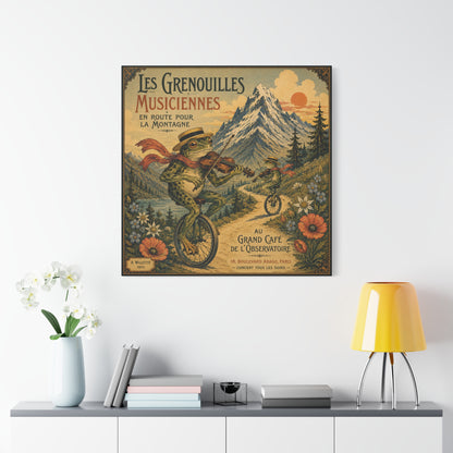 Vintage Frog Musicians Canvas Art – 'Les Grenouilles Musiciennes' Stretched Matte Print