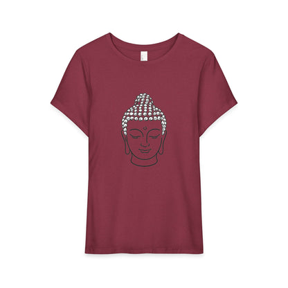 T-Shirt, Short Sleeve Wide Neck Relaxed Fit - Buddha Head