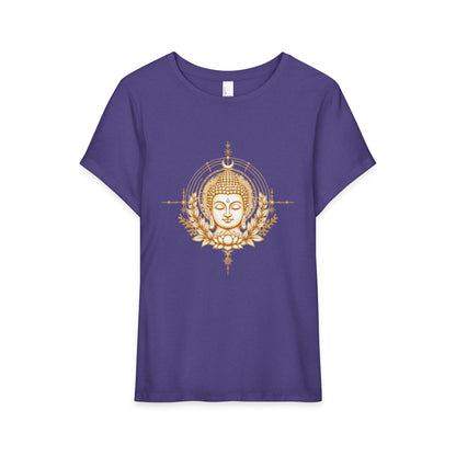 T-Shirt, Short Sleeve Wide Neck Relaxed Fit - Buddha Mandala