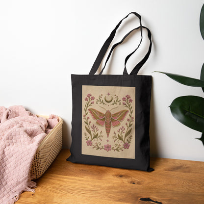 Elephant Hawk Moth Floral Canvas Tote