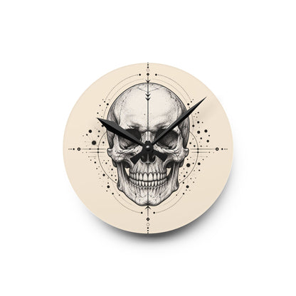 Clock, Wall Acrylic - Geometric Skull