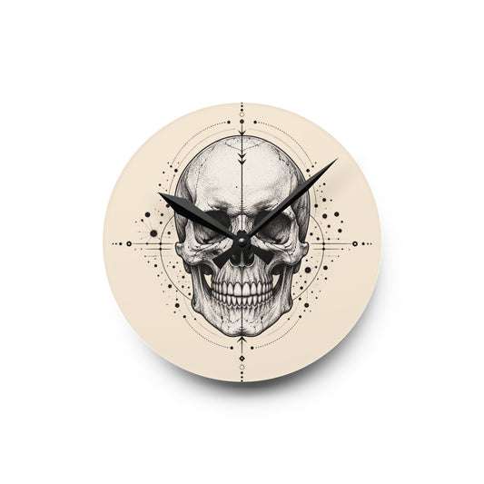 Clock, Wall Acrylic - Geometric Skull