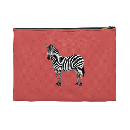 Zebra Dark Coral Accessory Pouch
