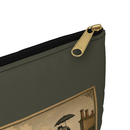 Vintage 'Équilibre de Bureau' Accessory Pouch – Retro Circus Elephant Tightrope Design