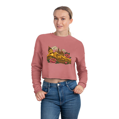 Recline with Buddha Cropped Long Sleeve T-Shirt