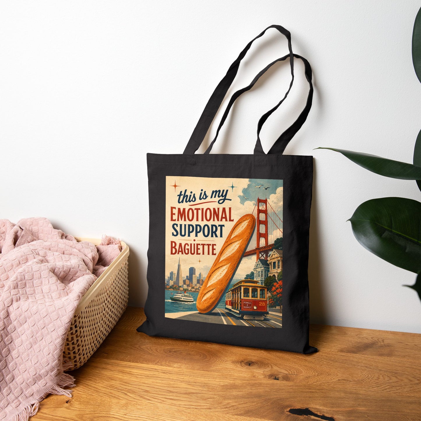 Emotional Support Baguette Canvas Tote Bag