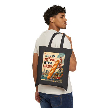 Emotional Support Baguette Canvas Tote Bag