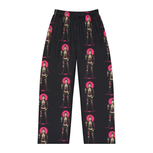 Pajama Pants - Gothic Neon Saint Pattern Women's Lounge Trousers