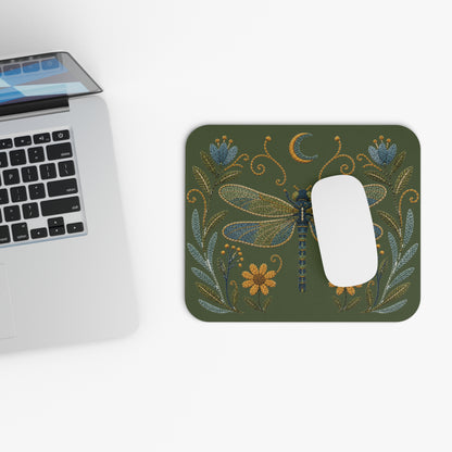 Mouse Pad - Floral Dragonfly & Moon