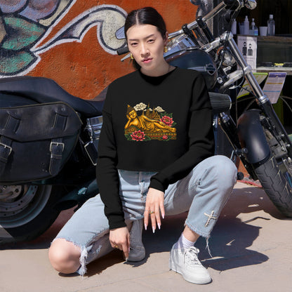 Recline with Buddha Cropped Long Sleeve T-Shirt