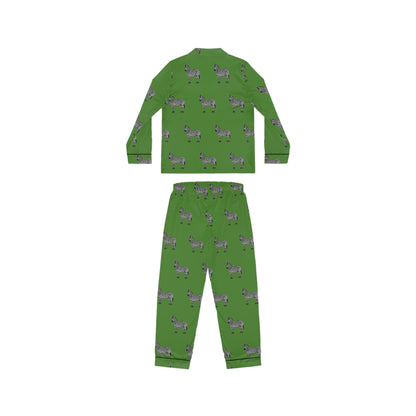 Zebra Satin Pajama Set - Green