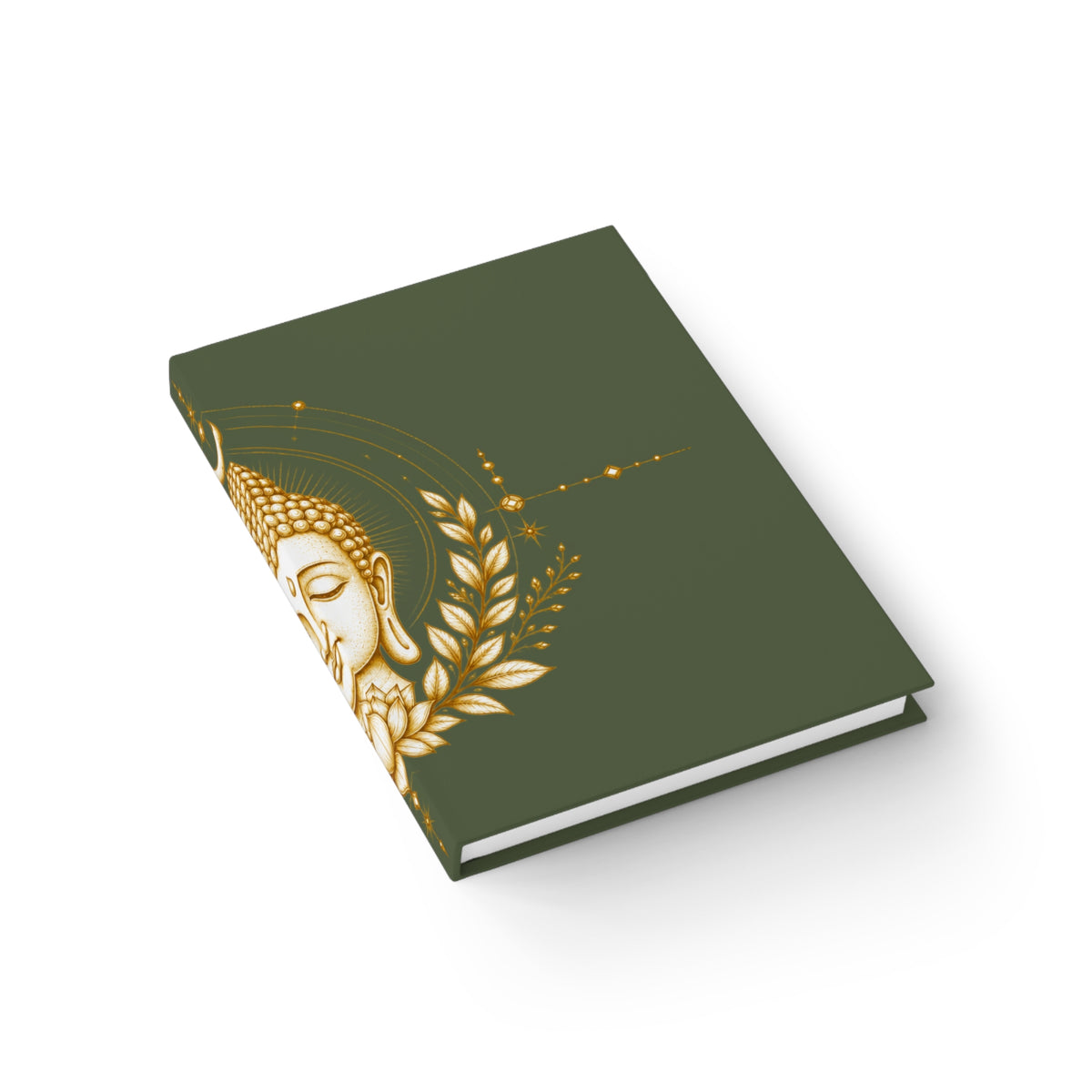 Journal Notebook, Hardcover Blank - Buddha Head (olive green)