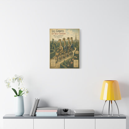 Canvass Art Print - Giraffes on Tandem Bicycles in a Maze