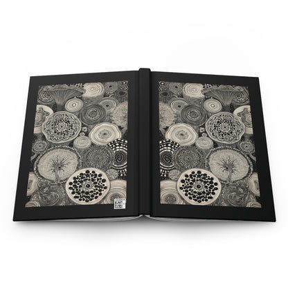 Journal Notebook, Hardcover Lined - Ring 'Round the Rings, Dark Version