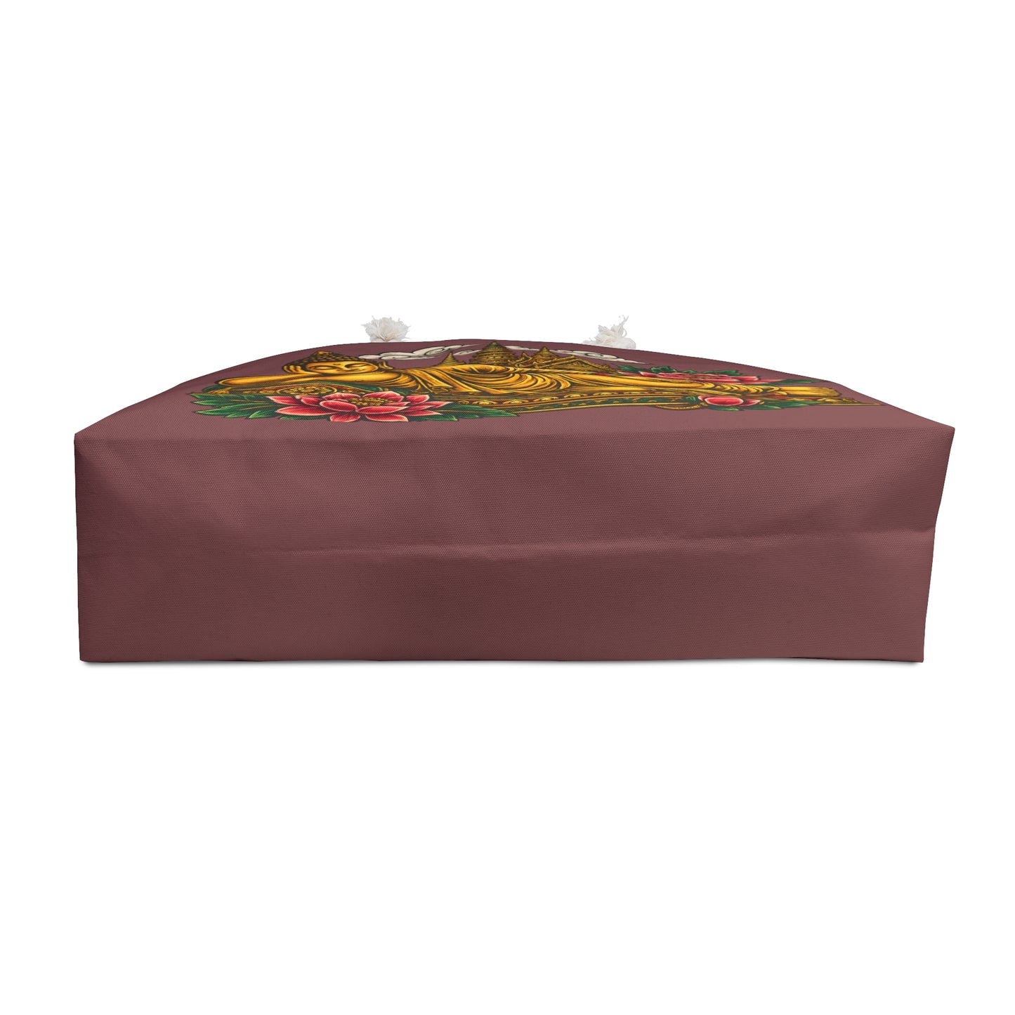 Reclining Buddha Weekender Bag — Golden Buddha Travel Tote with Lotus