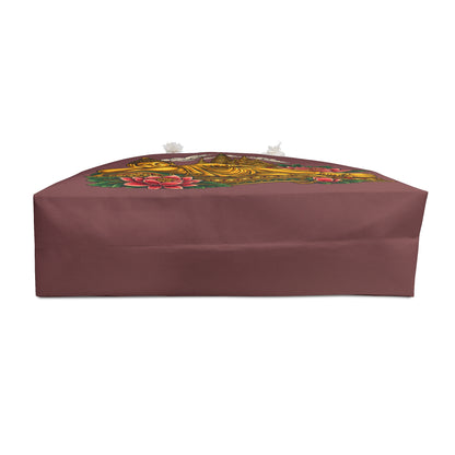 Reclining Buddha Weekender Bag — Golden Buddha Travel Tote with Lotus