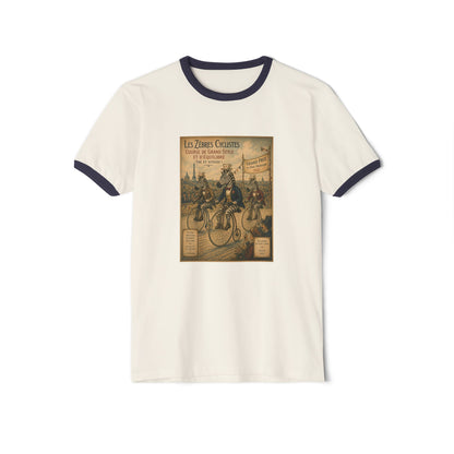Zebras on Penny-Farthings Cotton Ringer T-Shirt