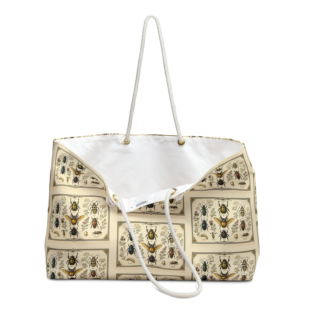 Tote, Weekender Travel  Bag - Vintage Entomology Botanical Beetles