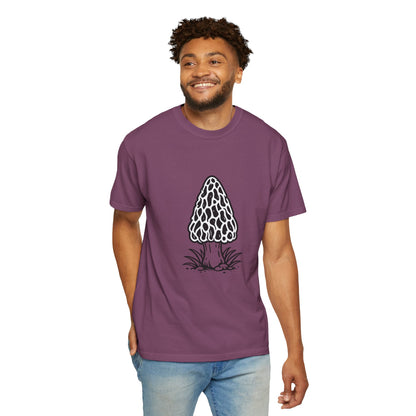 T-Shirt, Short Sleeve Boxy Crew Neck - Hand-Drawn Forager Morel Mushroom