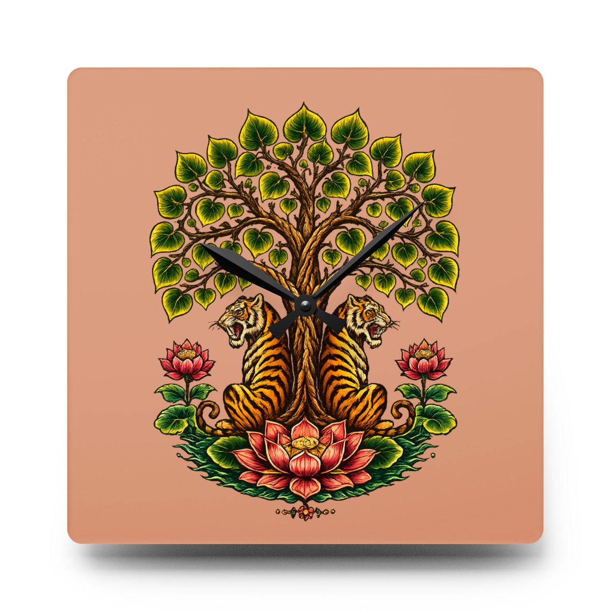 Clock, Wall Acrylic - Boho Tiger Tiger Bodhi Tree