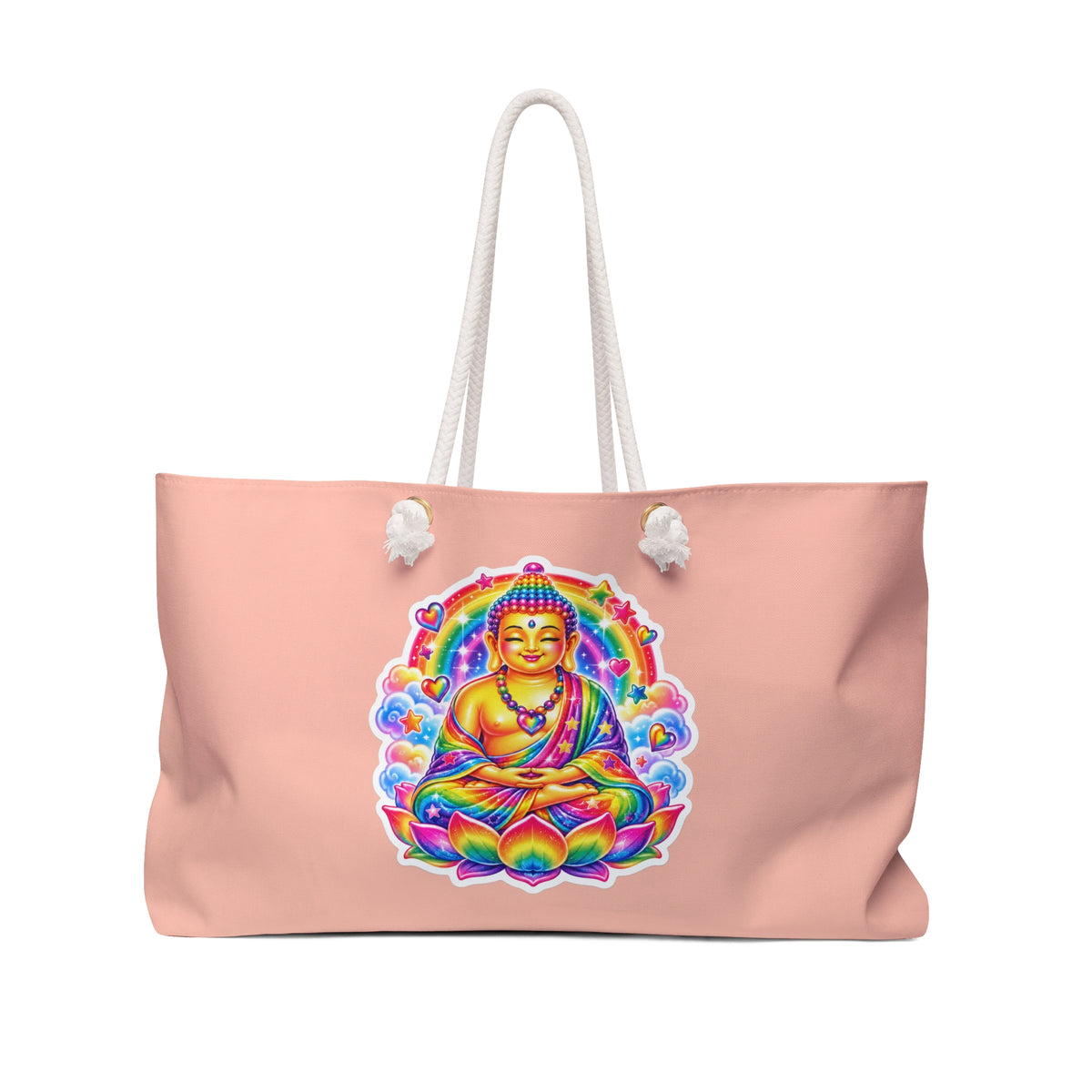 Tote, Weekender Travel Bag - Pink Rainbow 1980s Lotus