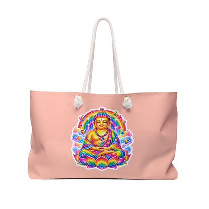 Tote, Weekender Travel Bag - Pink Rainbow 1980s Lotus