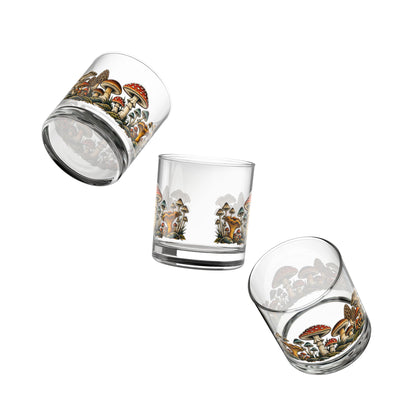 Glass, Rocks Glass Whiskey Tumbler 10oz - Mushroom Forest