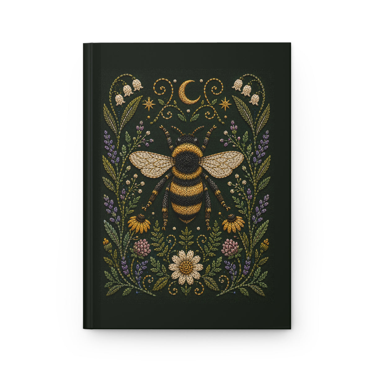 Journal Notebook, Hardcover Lined - Bee & Wildflowers