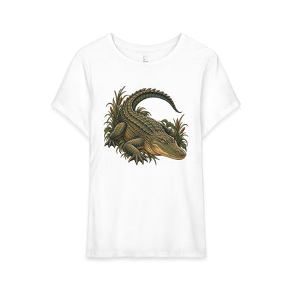 T-Shirt, Short Sleeve Boxy Crew Neck - Alligator Vintage Reptile