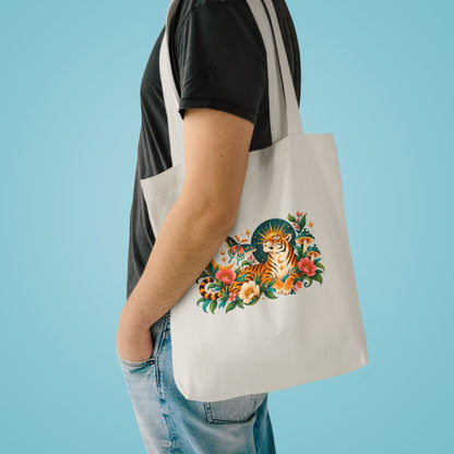 Tote, Large Canvas Bag - Tiger & Moon