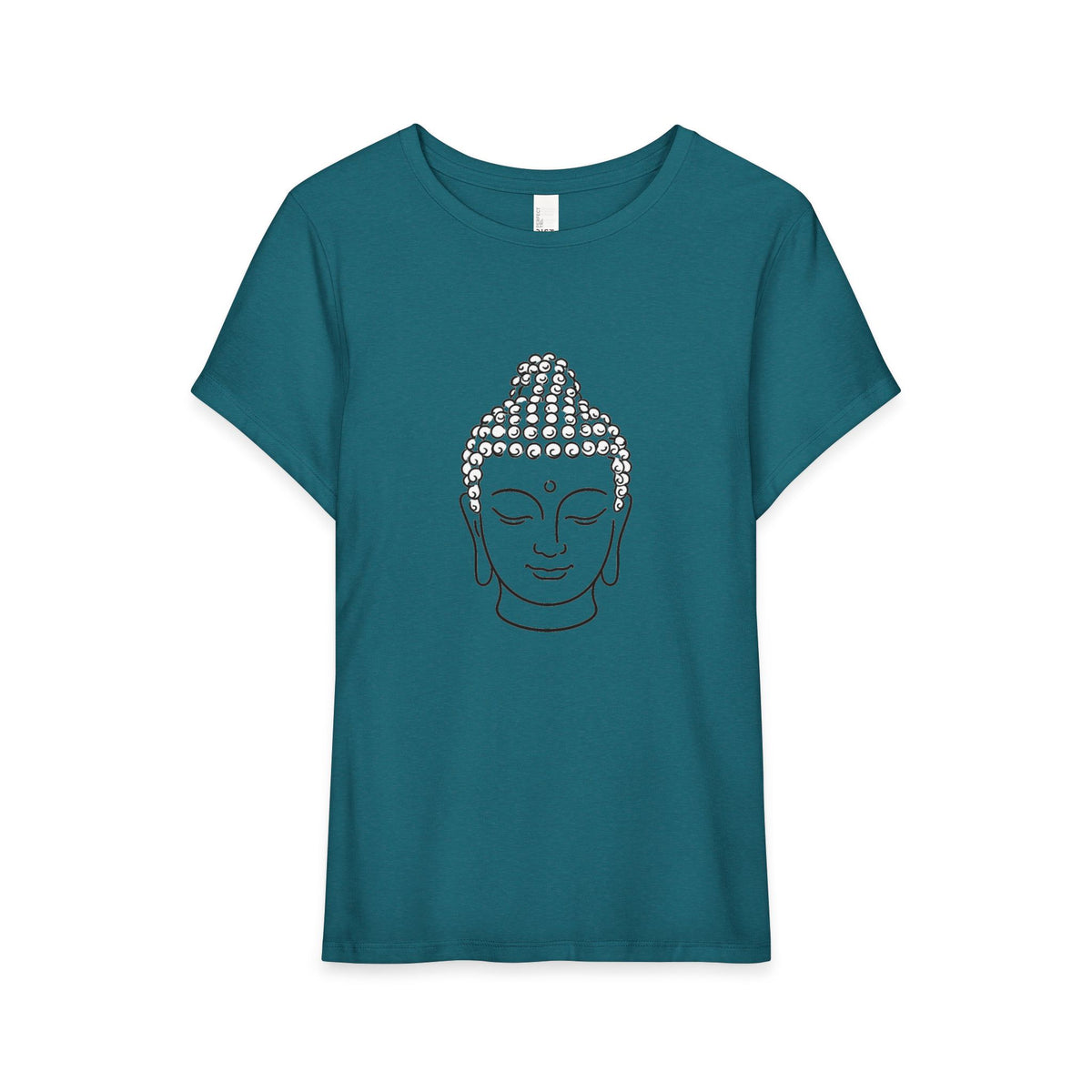 T-Shirt, Short Sleeve Wide Neck Relaxed Fit - Buddha Head