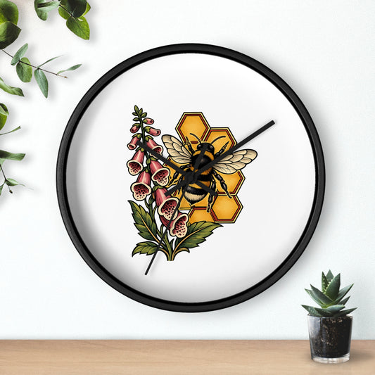 Bee & Foxglove Wall Clock