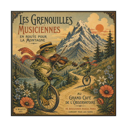 Vintage Frog Musicians Canvas Art – 'Les Grenouilles Musiciennes' Stretched Matte Print