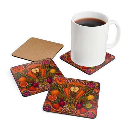 Groovy Farmer's Market Cork Coaster (Set of 4)