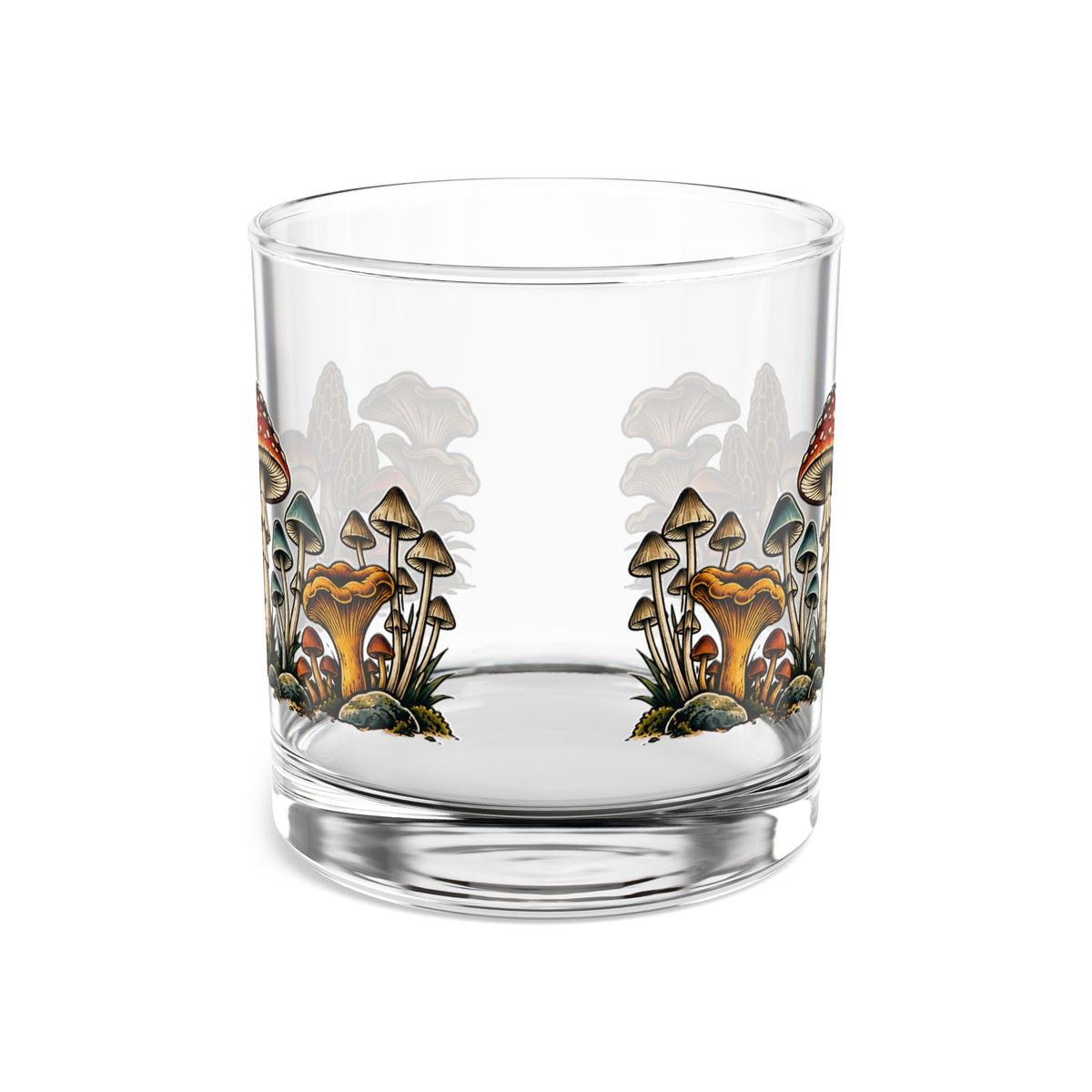 Glass, Rocks Glass Whiskey Tumbler 10oz - Mushroom Forest