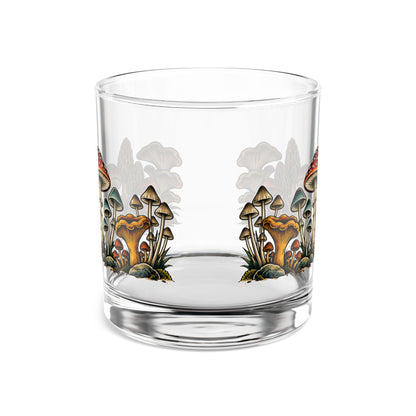 Glass, Rocks Glass Whiskey Tumbler 10oz - Mushroom Forest