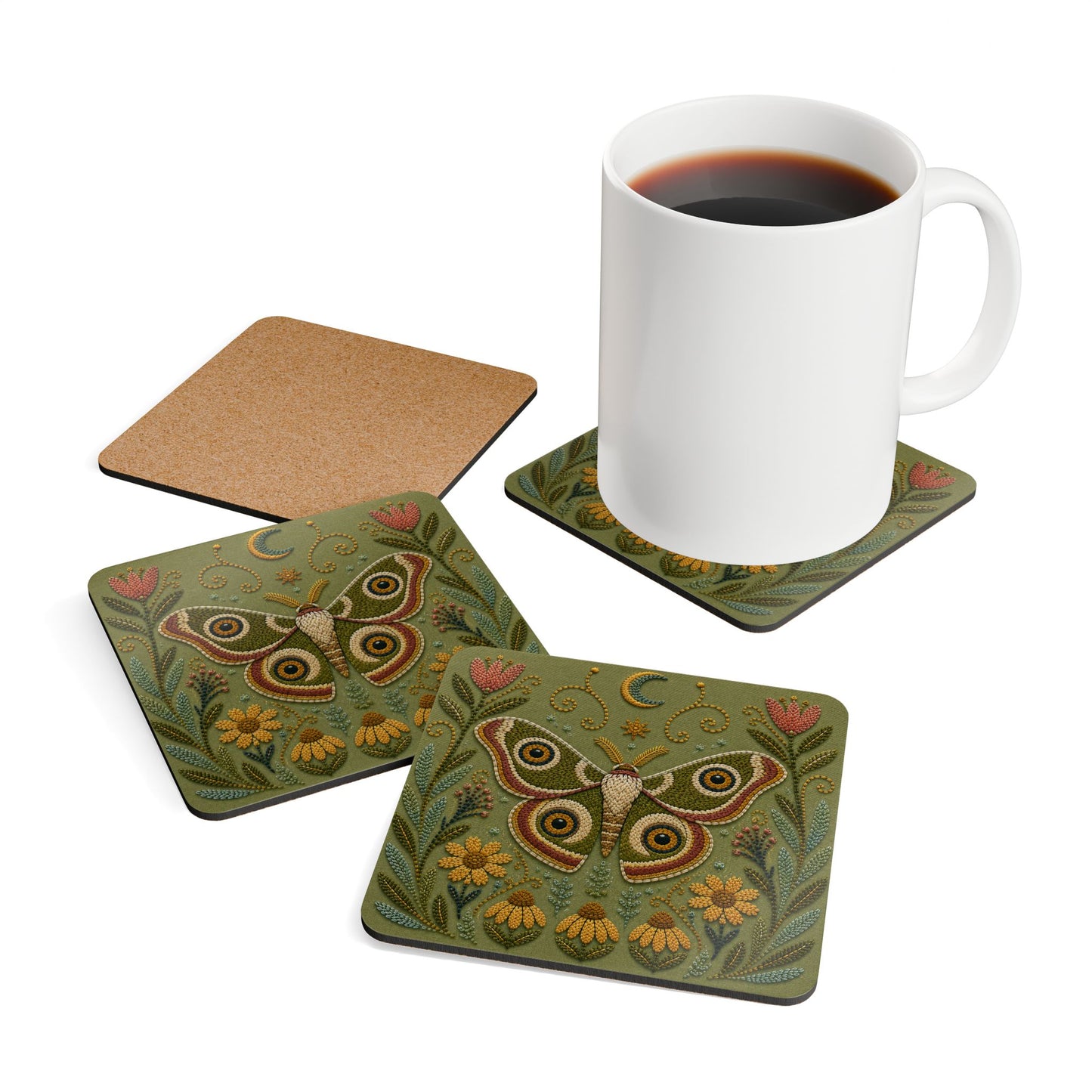 Madagascar Bullseye Moth Cork Coaster (Set of 4)