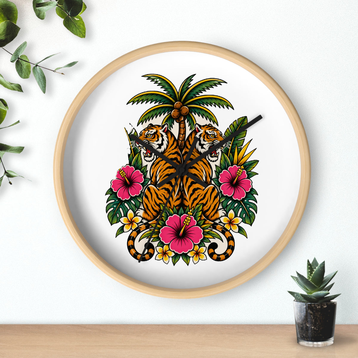 Clock, Wall - Boho Tiger Tiger Bodhi Tree