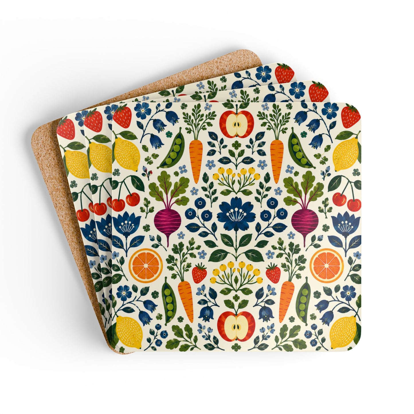 Swedish Fruits and Vegetables Coasters (Set of 4)